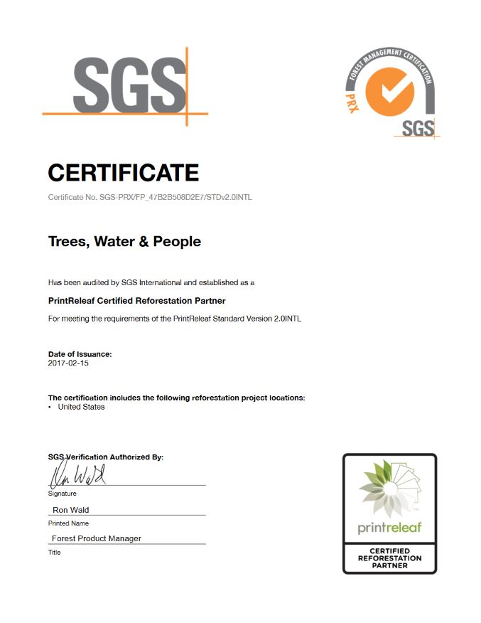 SGS Certificate, PrintReleaf, Quality Business & Top Business Solutions